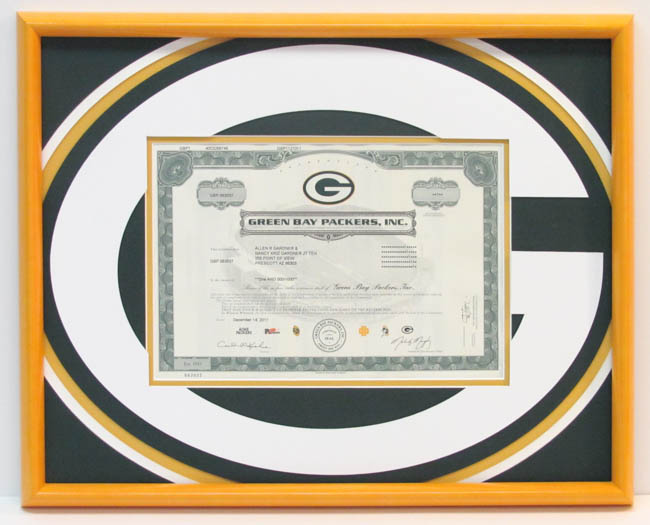 Green Bay Packers Stock Certificate Frame 